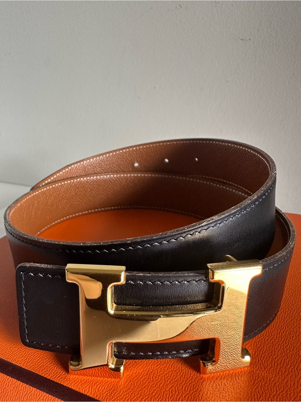 Hermès Constance H Belt 32mm Reversible Black Gold Size 65 Vintage - Picture 4 of 16